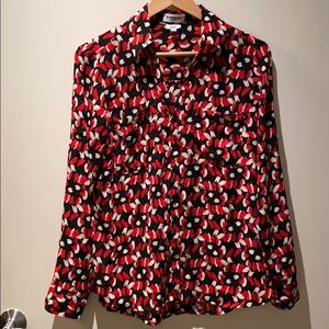 Express portofino blouse red and black
